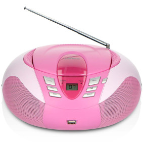 SCD-37 USB Pink Portable FM Radio CD and USB player Pink